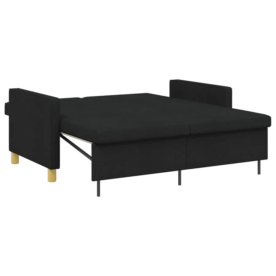 Canapé-lit escamotable Noir Tissu - 6