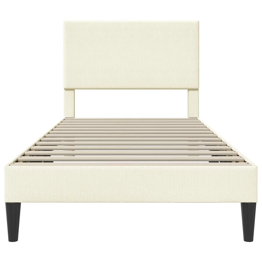Cadre de lit Crème 100 x 200 cm Tissu en velours côtelé - 4