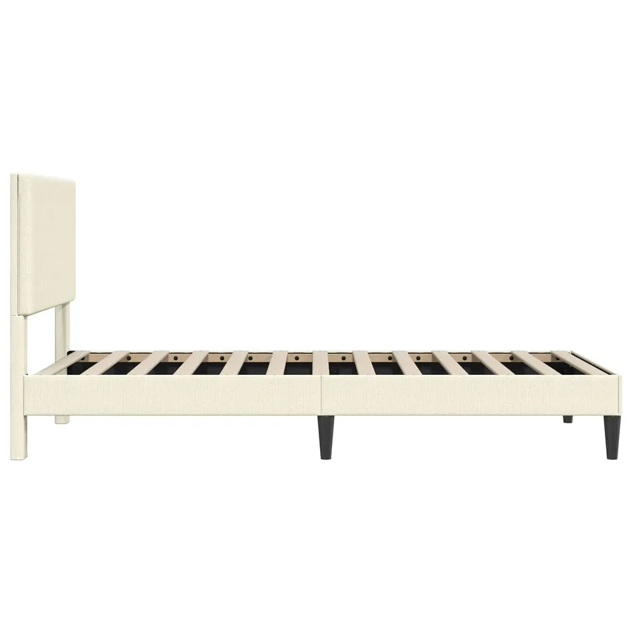 Cadre de lit Crème 100 x 200 cm Tissu en velours côtelé - 5