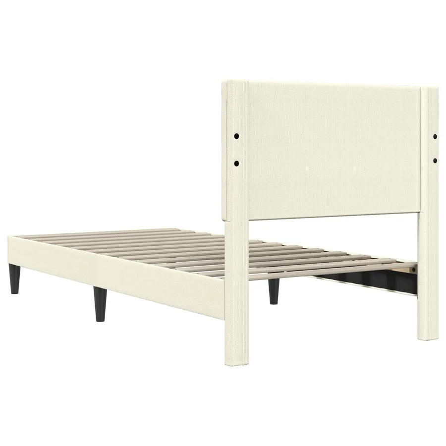 Cadre de lit Crème 100 x 200 cm Tissu en velours côtelé - 6