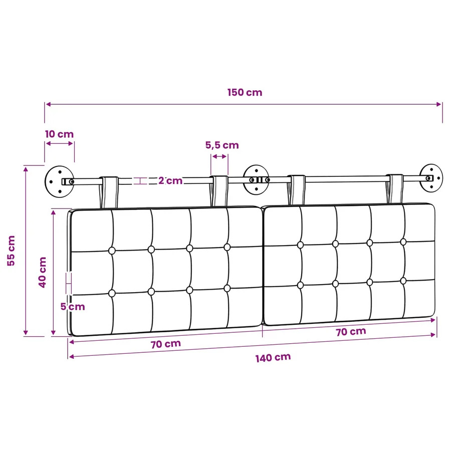 Tête de lit suspendue tissu - 11