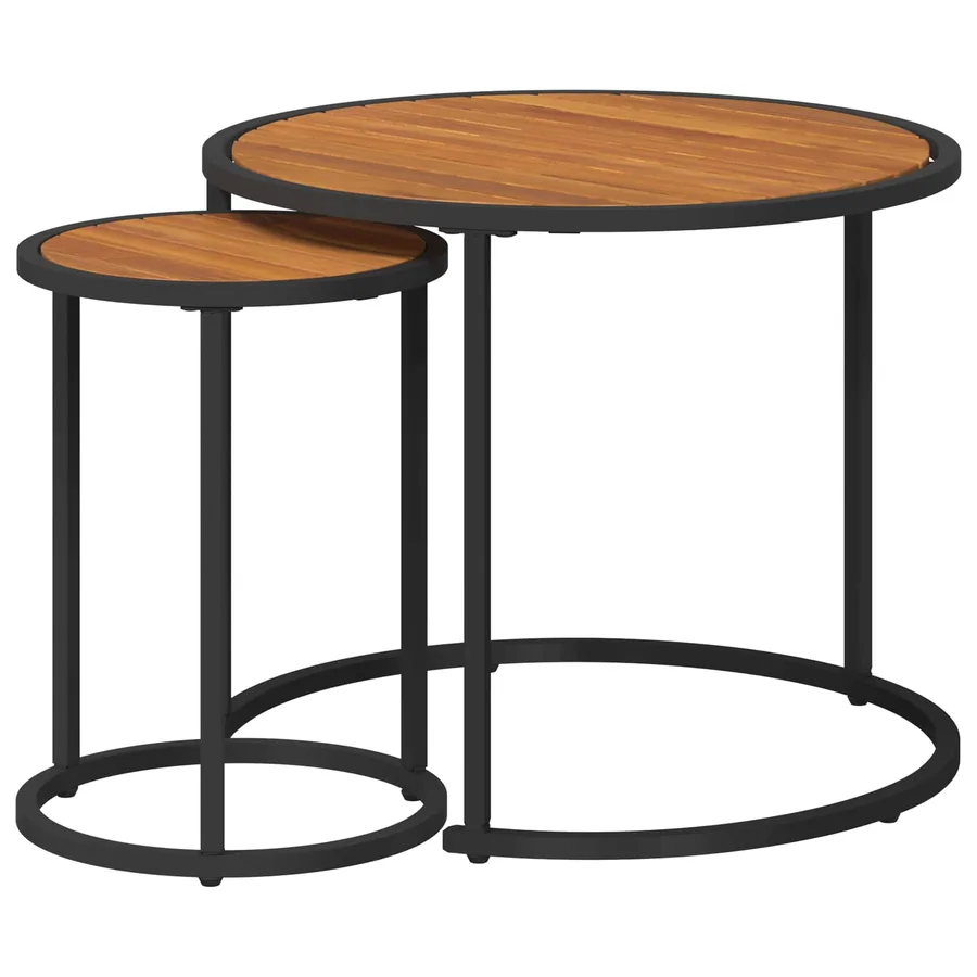 Ensemble de tables basses 2 pcs Naturel et noir 55 x 55 x 45 cm - 2