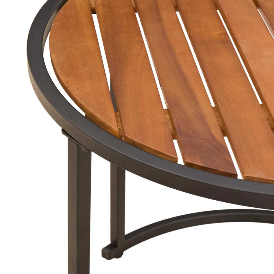 Ensemble de tables basses 2 pcs Naturel et noir 55 x 55 x 45 cm - 9