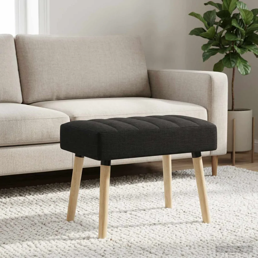 Banc capitonné canal Noir 60 x 40 x 45 cm Tissu