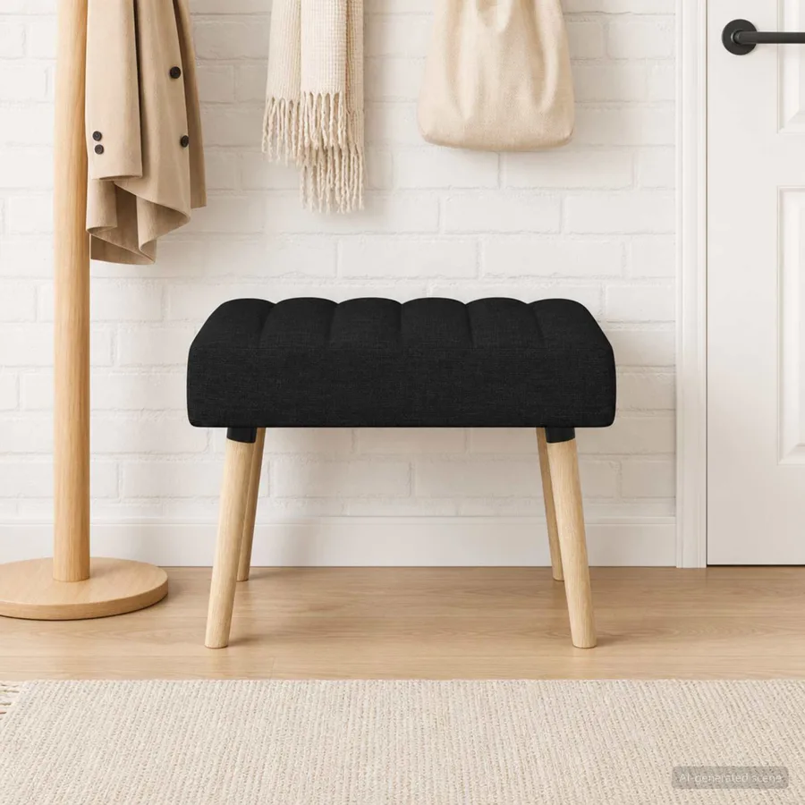 Banc capitonné canal Noir 60 x 40 x 45 cm Tissu - 3