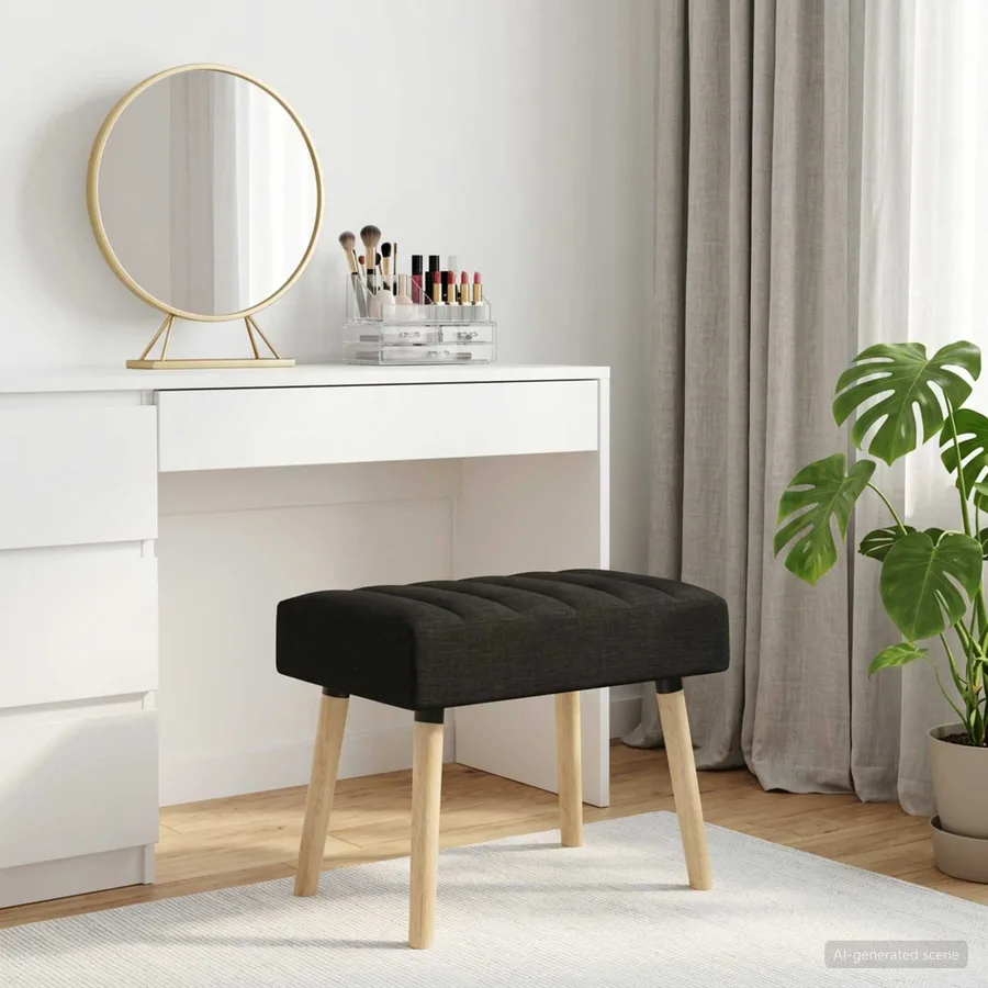 Banc capitonné canal Noir 60 x 40 x 45 cm Tissu - 5