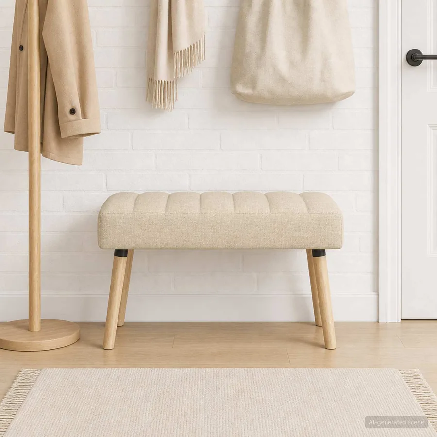 Banc capitonné canal Crème 80 x 40 x 46 cm Tissu