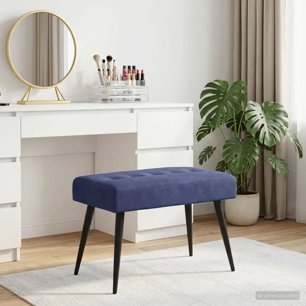 Banc avec capitonnage bouton Bleu police 60 x 40 x 45 cm