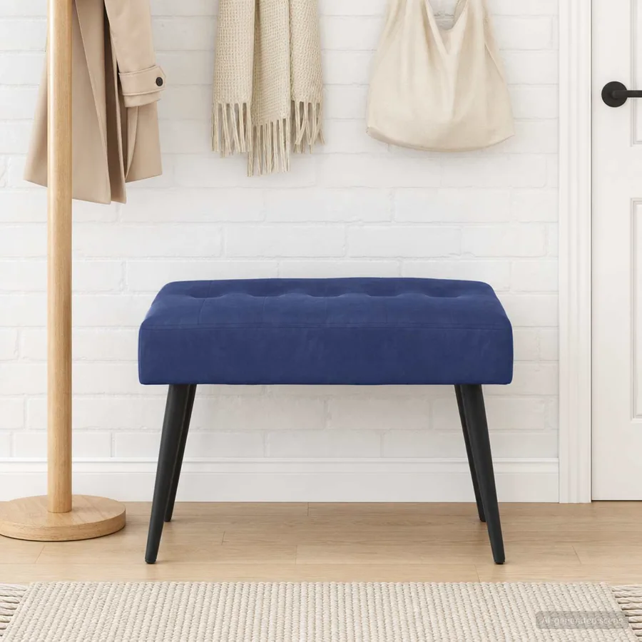 Banc avec capitonnage bouton Bleu police 60 x 40 x 45 cm - 3