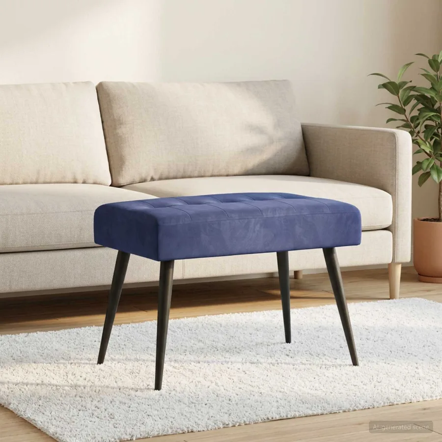 Banc avec capitonnage bouton Bleu police 60 x 40 x 45 cm - 4