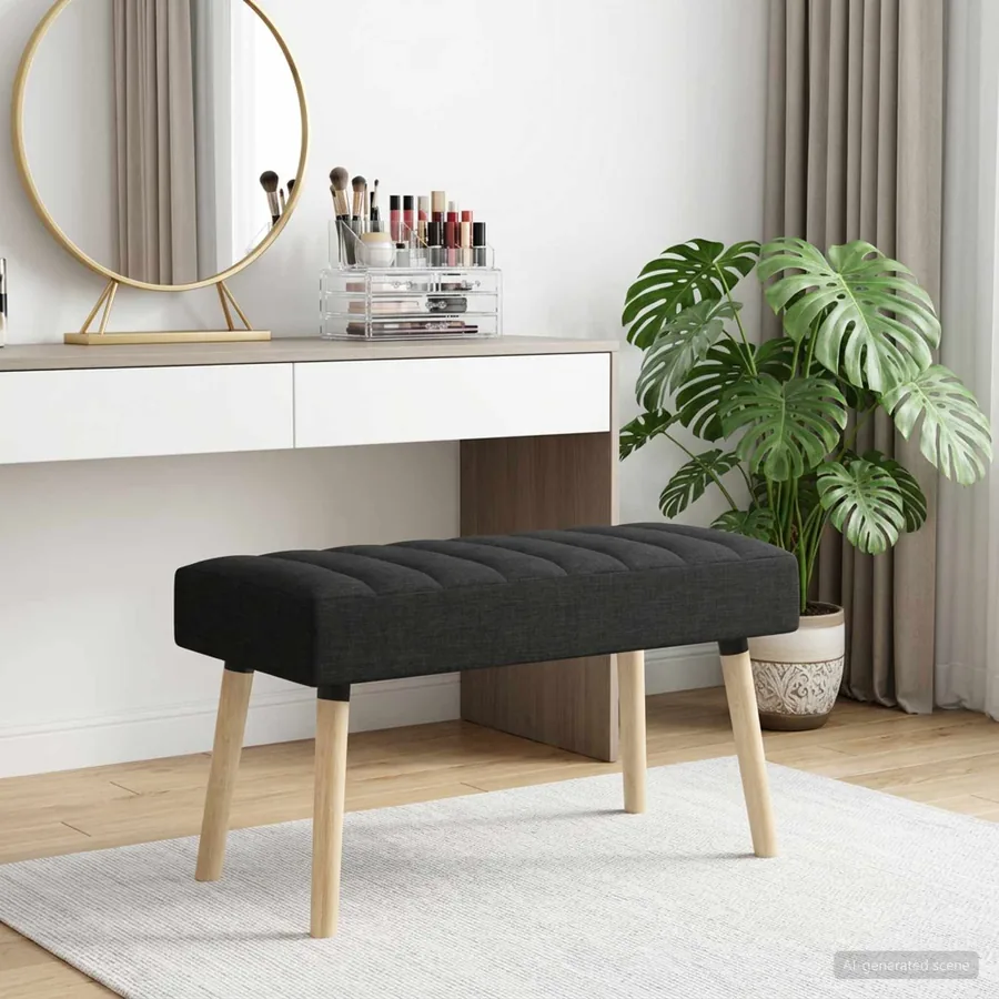Banc capitonné canal Noir 80 x 40 x 46 cm Tissu