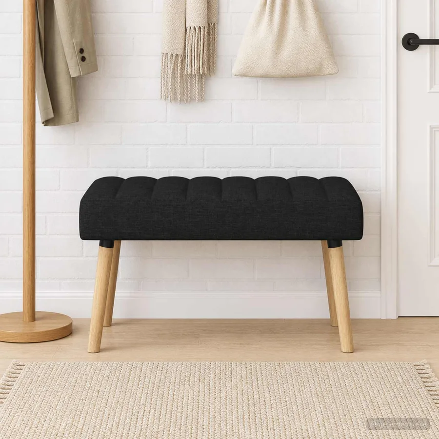 Banc capitonné canal Noir 80 x 40 x 46 cm Tissu - 3