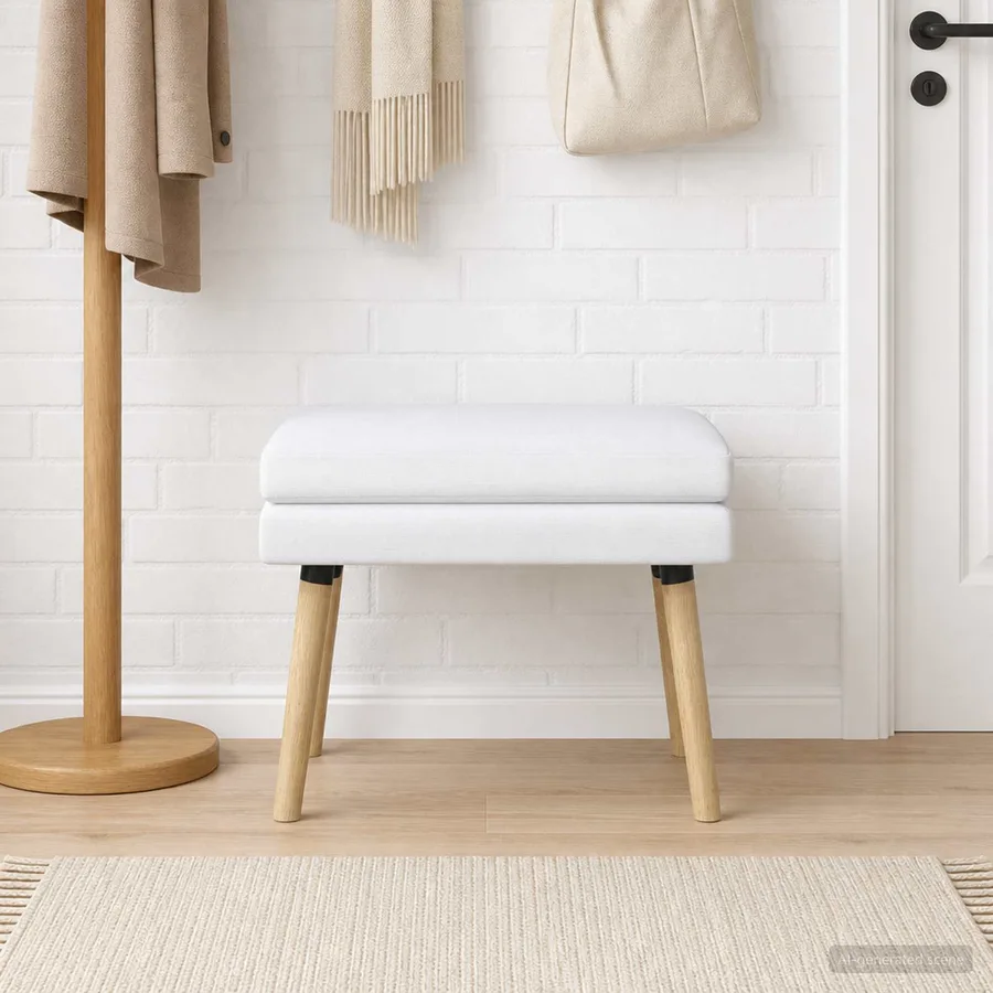 Banc à double couche Blanc 60 x 40 x 46 cm Tissu - 3