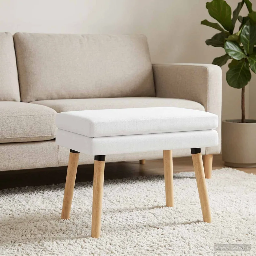 Banc à double couche Blanc 60 x 40 x 46 cm Tissu - 4