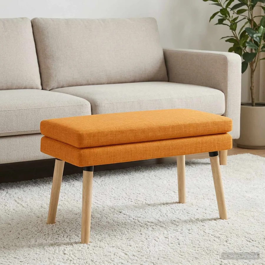 Banc à double couche Jaune foncé 80 x 40 x 47 cm Tissu - 4
