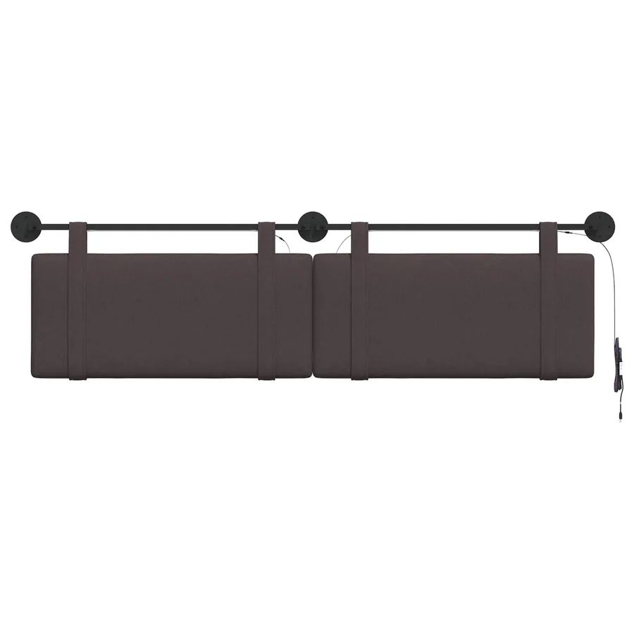 Tête de lit suspendue Avec lumière LED Marron foncé Tissu - 6