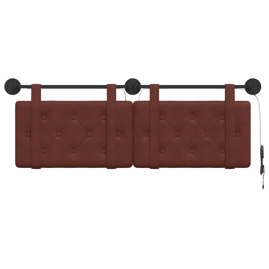Tête de lit suspendue Avec lumière LED Brun Brillant PU antique - 6