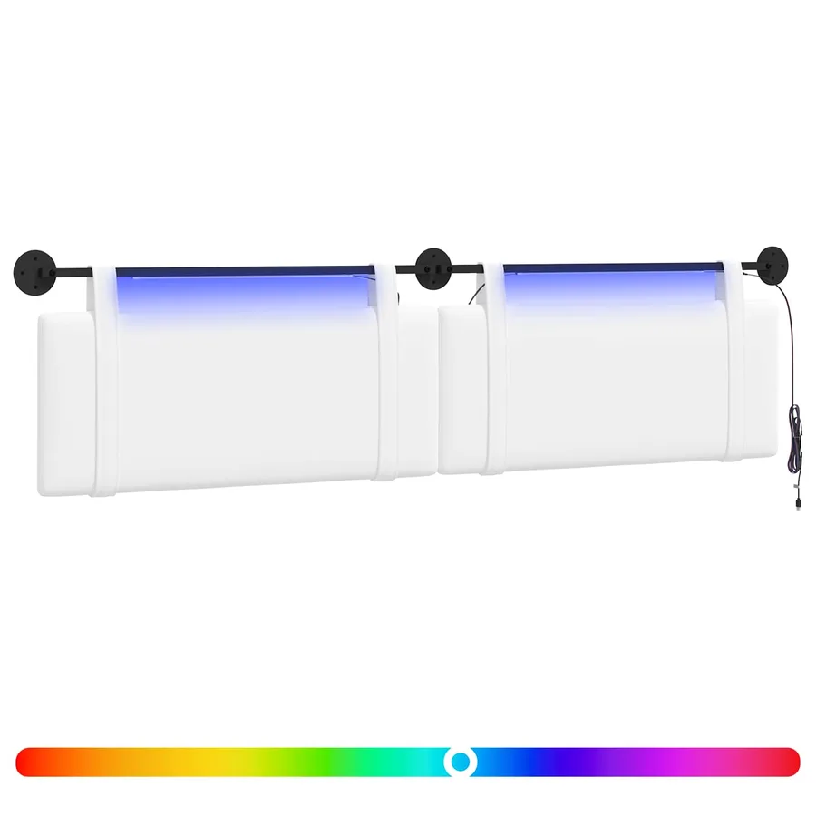 Tête de lit suspendue Avec lumière LED Blanc Tissu - 2