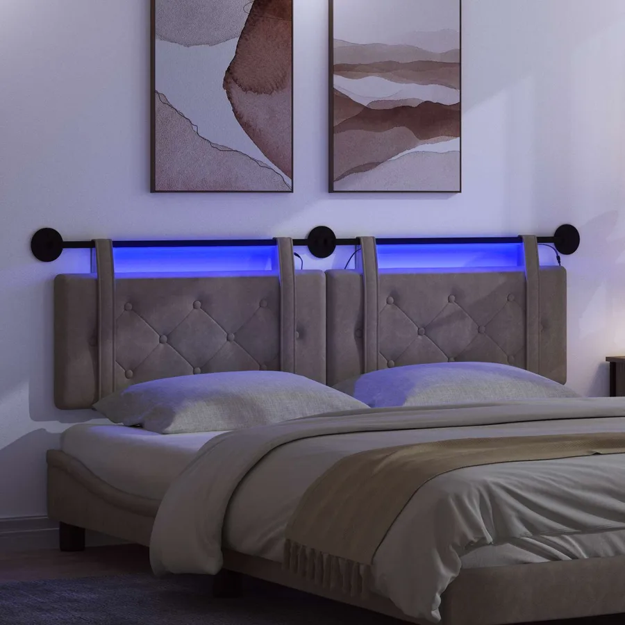 Tête de lit suspendue Avec lumière LED Gris PU antique - 5