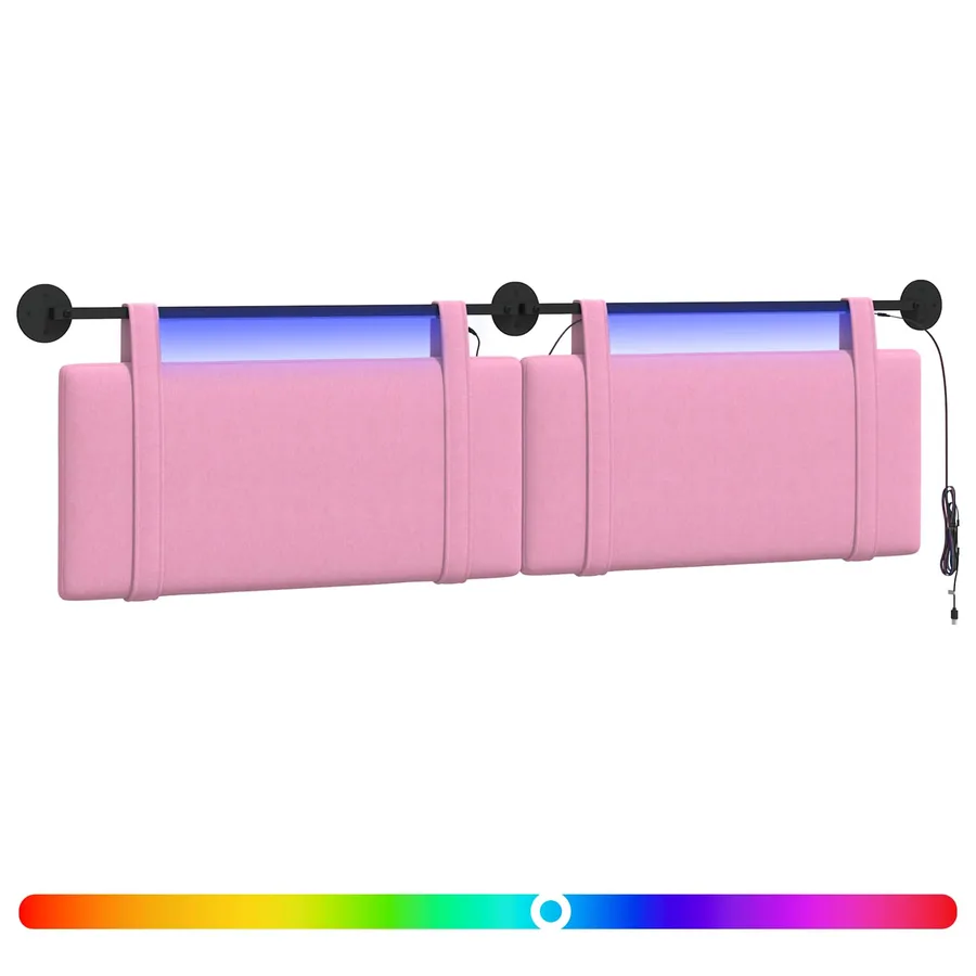 Tête de lit suspendue Avec lumière LED Rose Tissu - 2