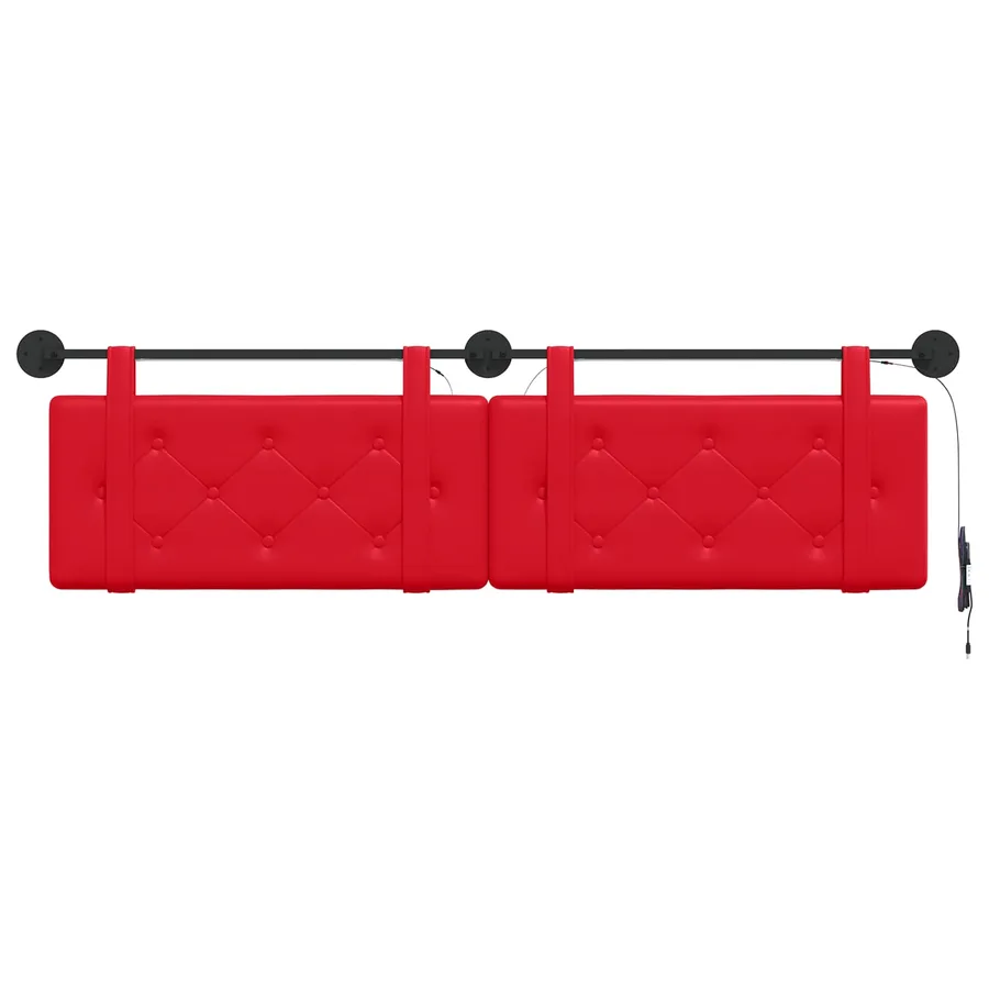Tête de lit suspendue Avec lumière LED Rouge Simili cuir - 6