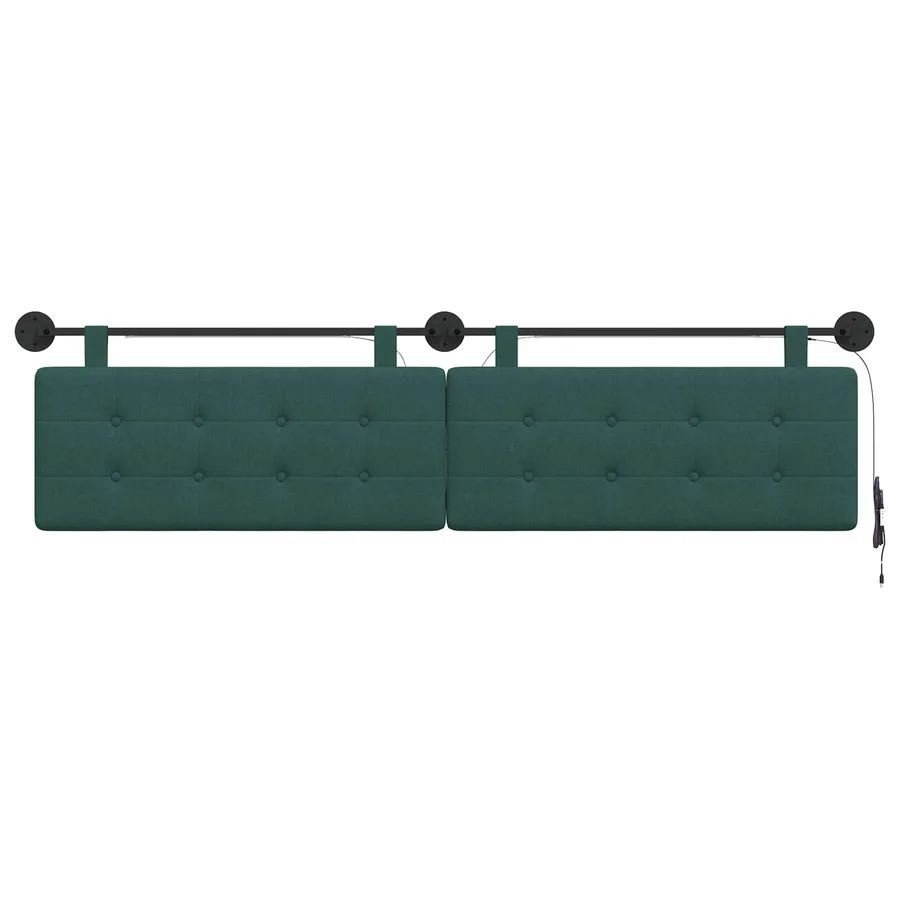Tête de lit suspendue Avec lumière LED Vert foncé Tissu - 6