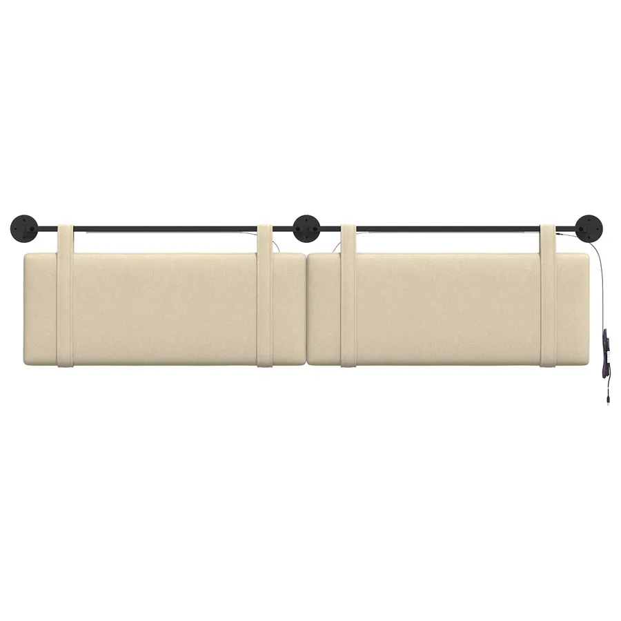 Tête de lit suspendue Avec lumière LED Crème Tissu - 6