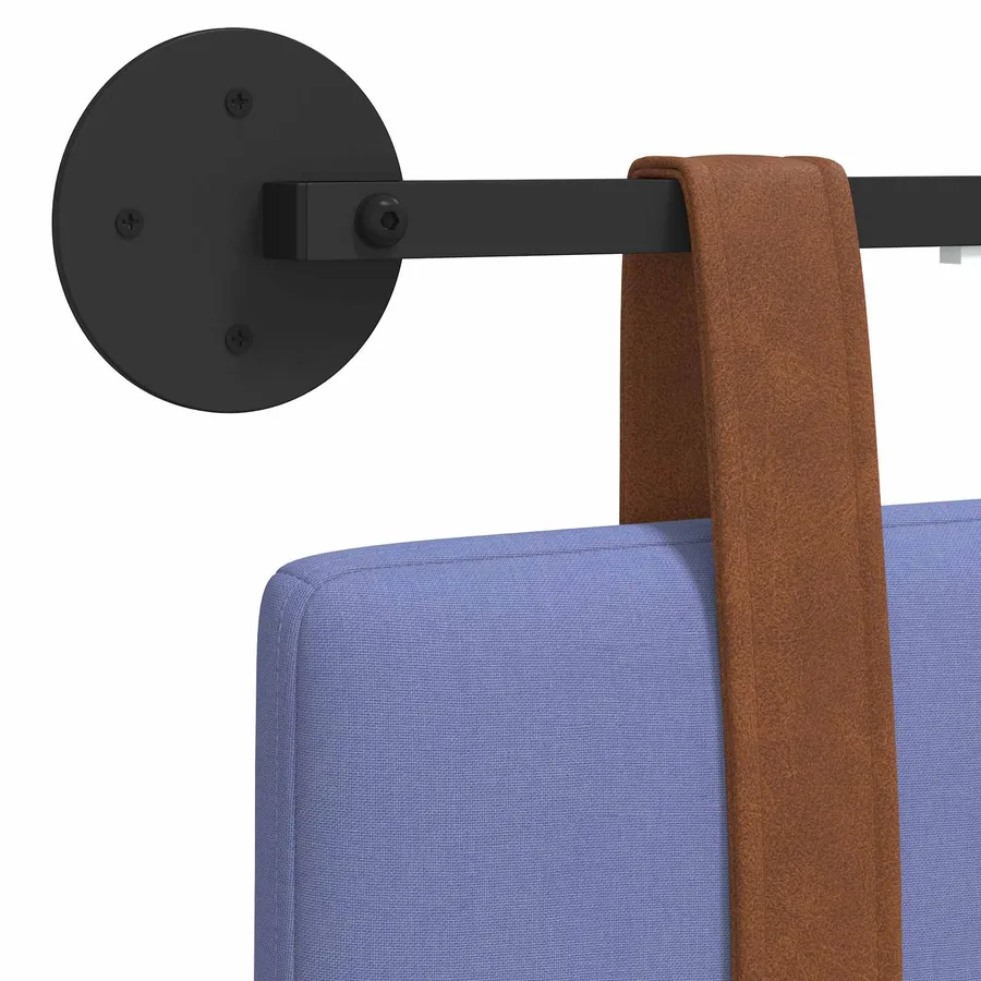 Tête de lit suspendue Avec lumière LED Bleu denim PU antique - 8