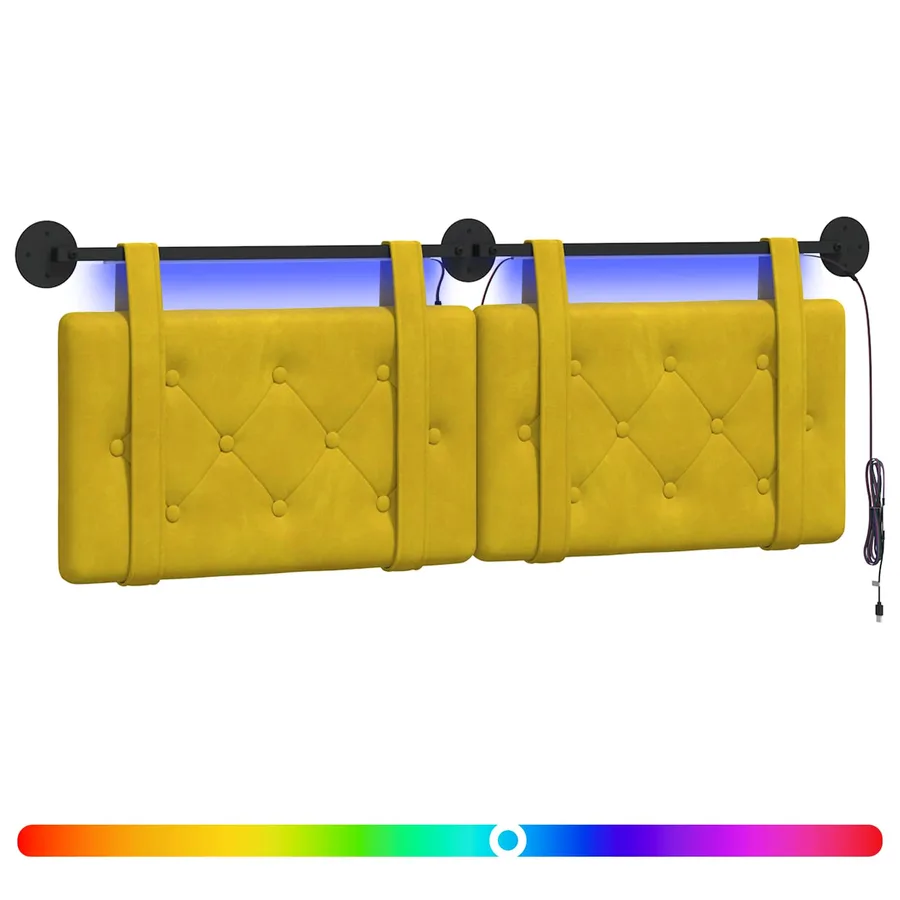 Tête de lit suspendue Avec lumière LED Jaune Velours - 2