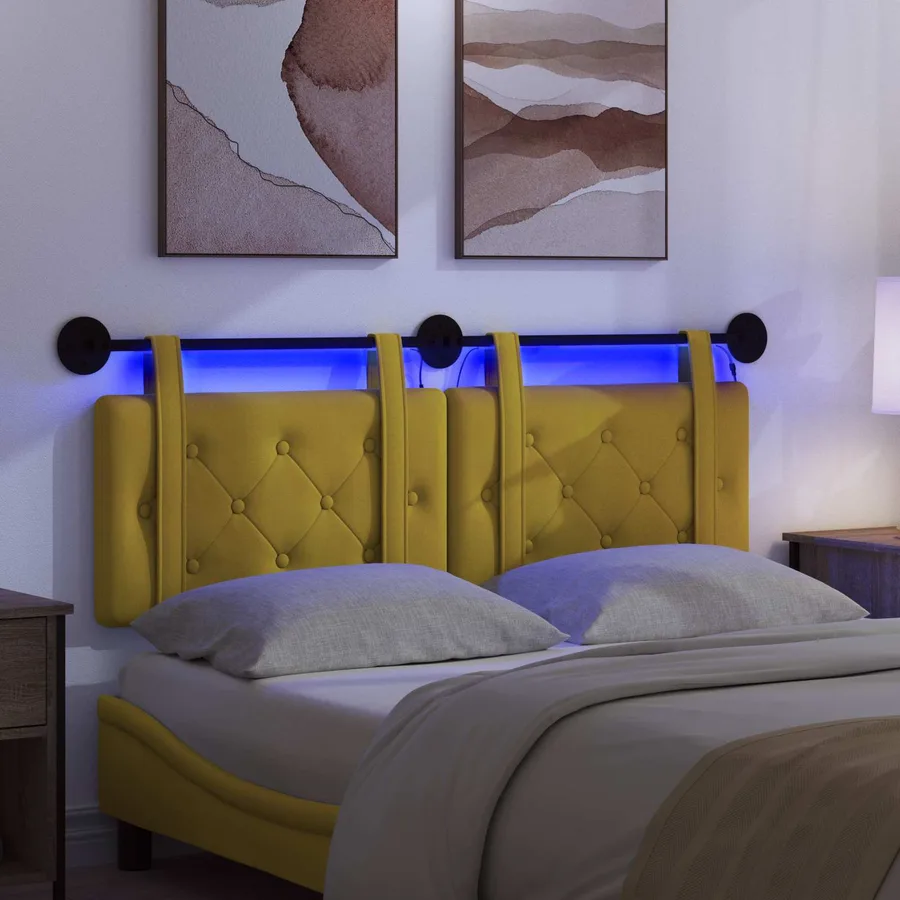 Tête de lit suspendue Avec lumière LED Jaune Velours - 5