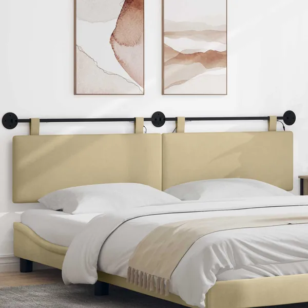 Tête de lit suspendue Gris Vert Clair Tissu en velours côtelé