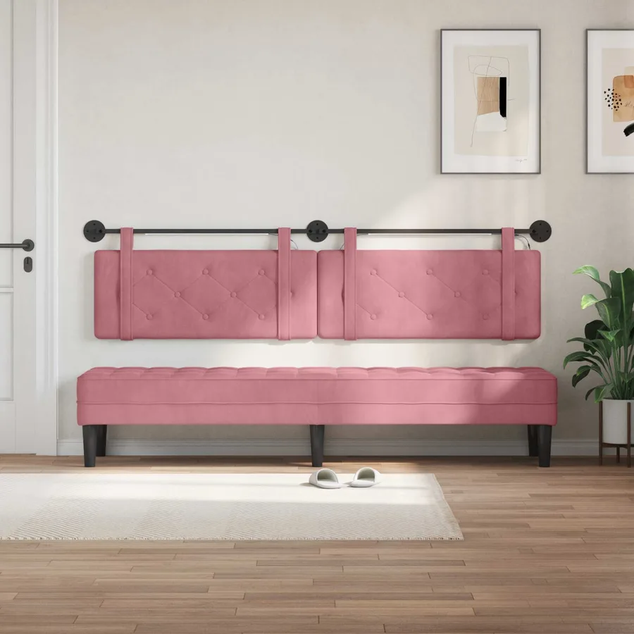 Tête de lit suspendue Avec lumière LED Rose Velours - 3