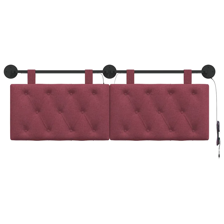 Tête de lit suspendue Avec lumière LED Bordeaux Tissu - 6