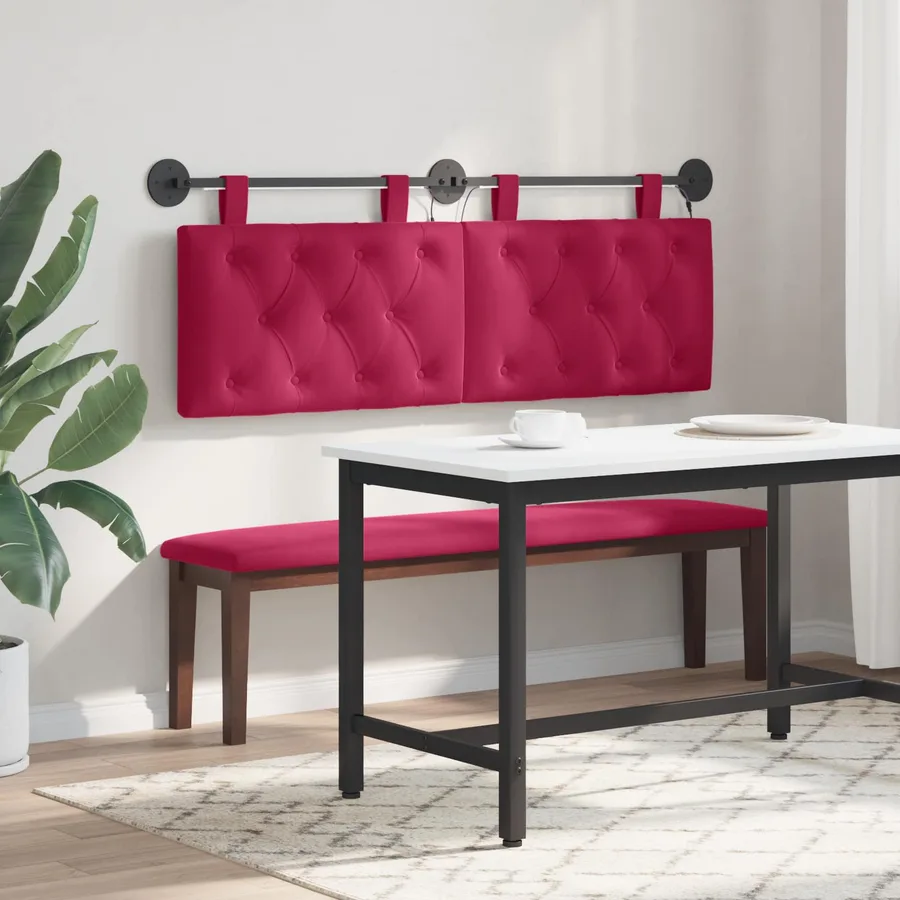 Tête de lit suspendue Avec lumière LED Bordeaux Velours - 4