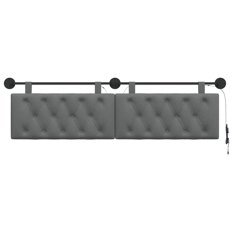 Tête de lit suspendue Avec lumière LED Gris foncé Tissu - 6