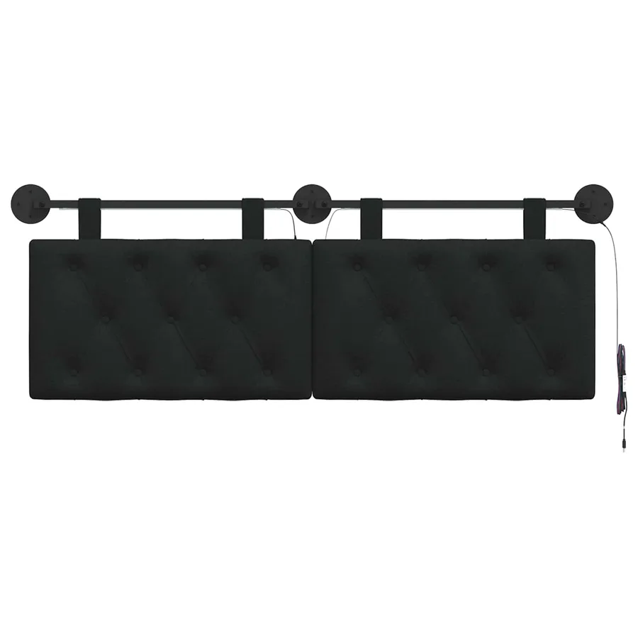 Tête de lit suspendue Avec lumière LED Noir Tissu - 6