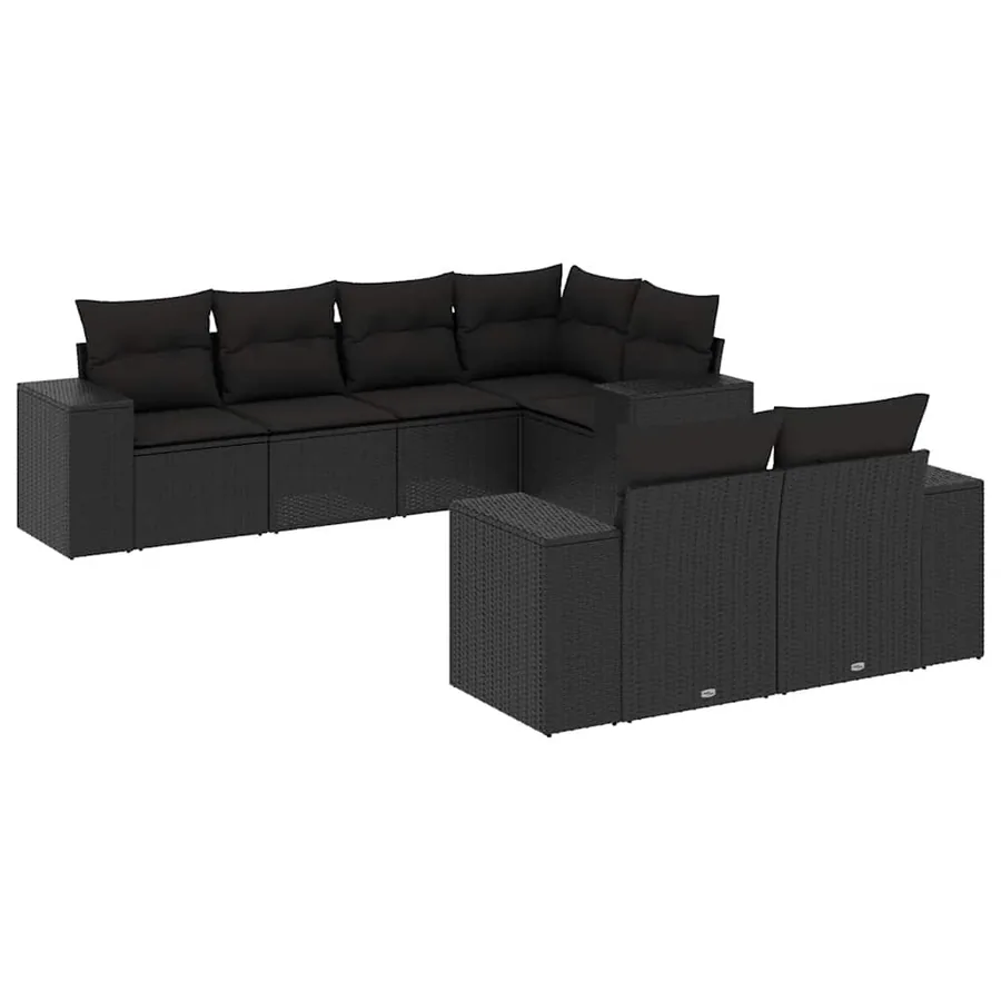 Salon de jardin 7 pcs avec coussins noir résine tressée 62 x 62 x 69 cm - 67,0 kg - 2