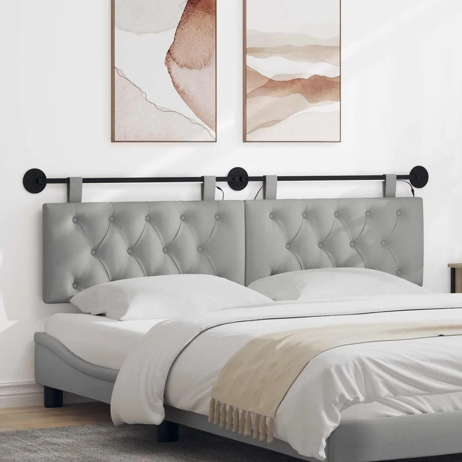 Tête de lit suspendue Gris nuage Tissu