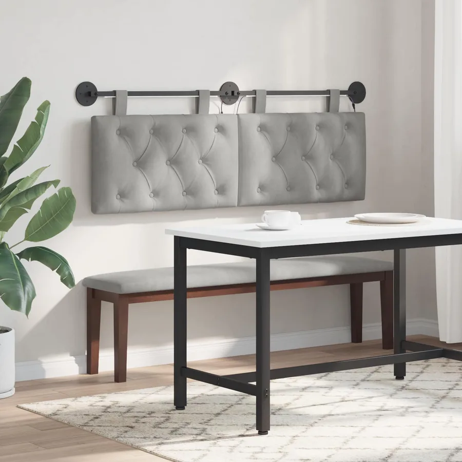 Tête de lit suspendue Avec lumière LED Gris clair Velours - 4