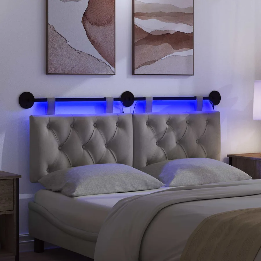 Tête de lit suspendue Avec lumière LED Gris clair Velours - 5