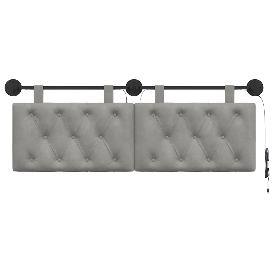 Tête de lit suspendue Avec lumière LED Gris clair Velours - 6