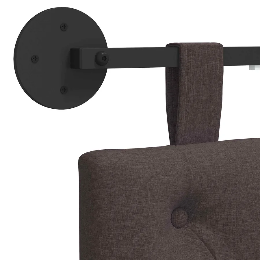 Tête de lit suspendue Avec lumière LED Marron foncé Tissu - 8