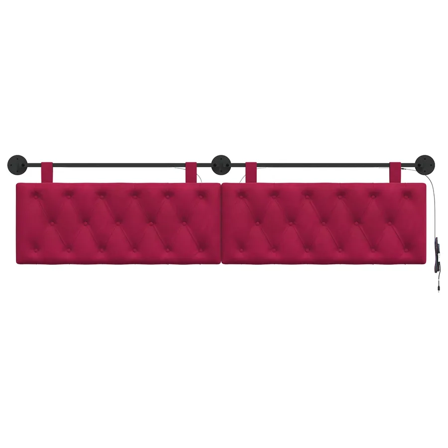 Tête de lit suspendue Avec lumière LED Bordeaux Velours - 6