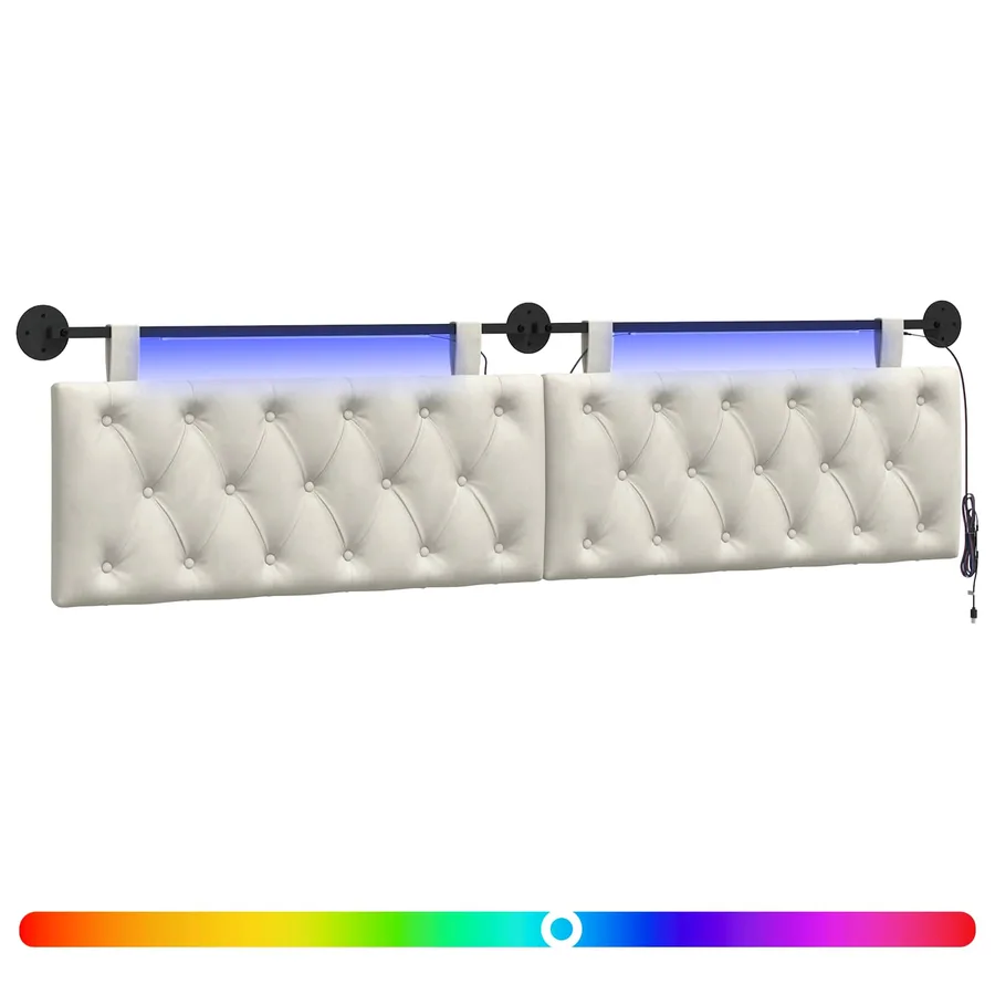 Tête de lit suspendue Avec lumière LED Crème Velours - 2