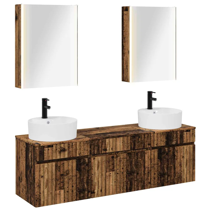 Ensemble d'armoire de salle de bain 5 pcs Bois ancien - 2