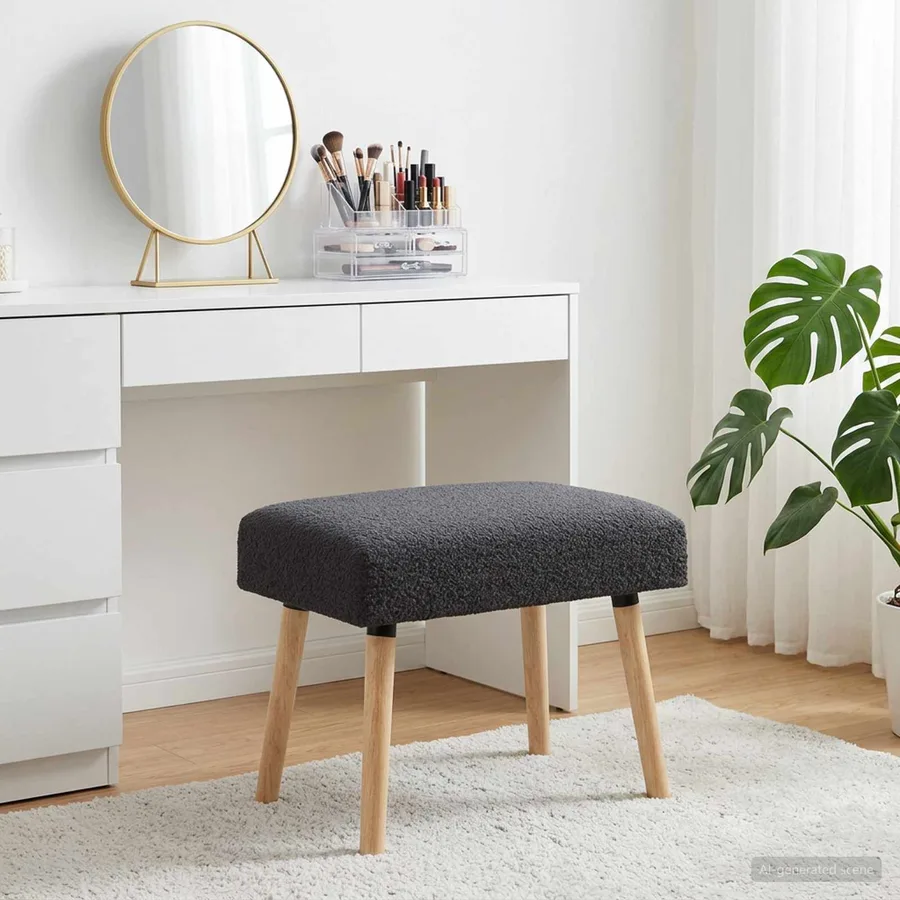 banc Uni Gris foncé 60 x 40 x 45 cm Bouclé - 4