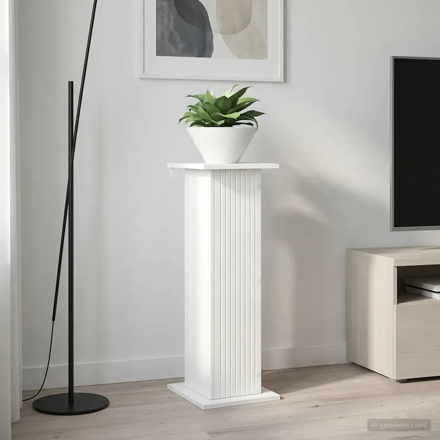 Support de Plante Blanc 30,5 x 30 x 80,5 cm Bois d'ingénierie - 4