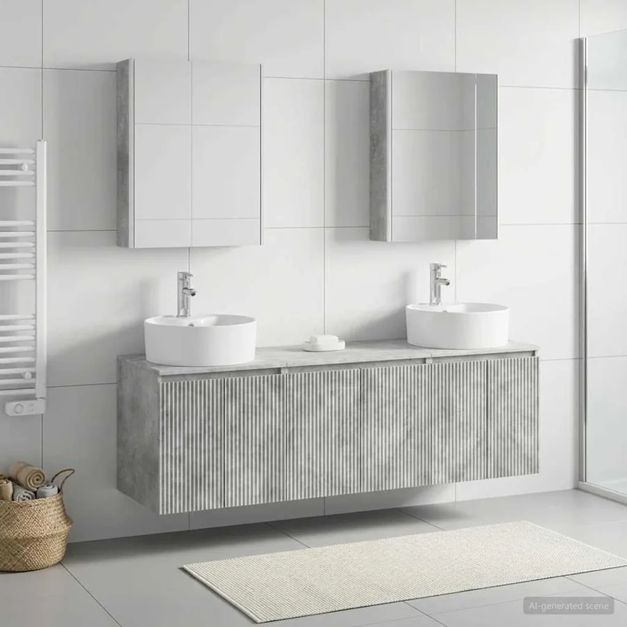 Ensemble d'armoire de salle de bain 5 pcs Gris béton