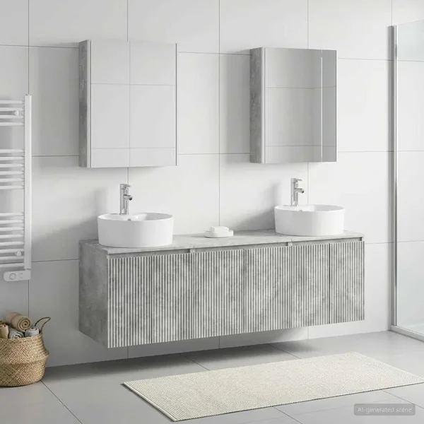 Ensemble d'armoire de salle de bain 5 pcs Gris béton
