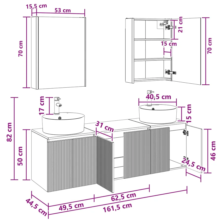 Ensemble d'armoire de salle de bain 5 pcs Gris béton - 13